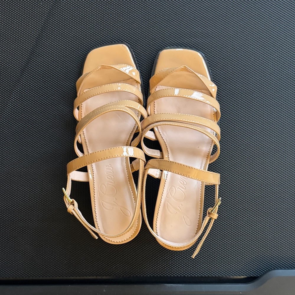 J. Crew Glossy Tan Strappy Sandals
